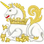 Badge of the Unicorn Pursuivant, a unicorn gorged of a coronet
