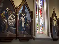Stations of the Cross, interior of the Basilica of the Sacred Heart, Notre Dame, IN.