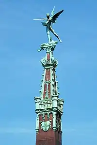 Statue of Saint Michael slaying the dragon by Pierre-Jean Braecke&nbsp;[fr]