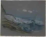 Boat in Distress, pastel on dark gray wove paper (26 x 31.1&nbsp;cm)