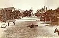 Landscape architect Carlos Thays—who designed the square—sitting on a bench of Plaza Francia in 1914.
