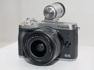 EF-M 15–45&nbsp;mm f/3.5–6.3 IS STM mounted on an EOS M6