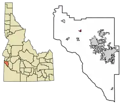 Location of Notus in Canyon County, Idaho.