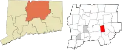 Bolton's location within the Capitol Planning Region and the state of Connecticut