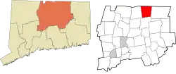 Somers' location within the Capitol Planning Region and the state of Connecticut