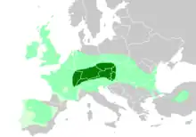 Image 20The spread of archaeological cultures associated with the Celts in Europe: core Hallstatt territory, by the 6th century BC maximal Celtic expansion, by the 3rd century BC Lusitanian and Vettones' area where Celtic presence has been proposed by Koch and Cunliffe (from History of Slovakia)