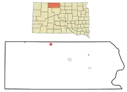 Location within Corson County and South Dakota