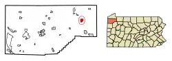 Location of Centerville in Crawford County, Pennsylvania.