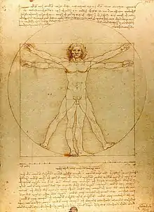 Image 37Vitruvian Man by Leonardo da Vinci epitomizes the advances in art and science seen during the Renaissance. (from History of Earth)