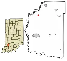 Location of Plainville in Daviess County, Indiana.