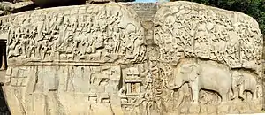 The Descent of the Ganges, also known as Arjuna's Penance, at Mahabalipuram, is one of the largest rock reliefs in Asia and featured in several Hindu texts.