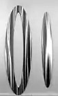 Double Ellipse of Full and Empty Form, 1997, Aluminum, Dimensions: 3300 × 975 × 38&nbsp;mm/180&nbsp;kg. 2780 × 367 × 38&nbsp;mm/120&nbsp;kg, Collection: Museum of Contemporary Art, Belgrade, Serbia