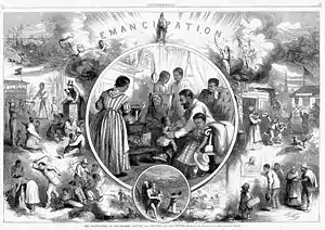 Image 28Emancipation from Freedmen's viewpoint; illustration from Harper's Weekly 1865 (from Origins of the blues)