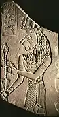 Votive plaque of king Tanyidamani; c.&nbsp;100&nbsp;BC; siltstone; 18.5 × 9.5&nbsp;cm Walters Art Museum