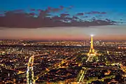 Night view towards the Eiffel Tower