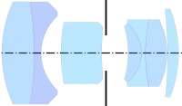 Carl Zeiss (Oberkochen) Distagon (35&nbsp;mm f/4, 1958) by Eismann & Lange, from US Patent 3,038,380