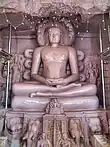 16 feet (4.9&nbsp;m) rock-carved image inside Ellora Jain temple, 1234 CE