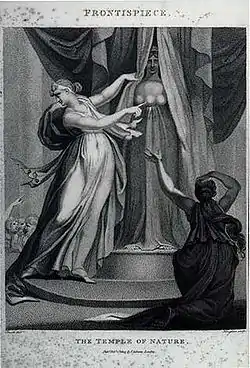 Image 27The frontispiece to Erasmus Darwin's evolution-themed poem The Temple of Nature shows a goddess pulling back the veil from nature (in the person of Artemis). Allegory and metaphor have often played an important role in the history of biology. (from History of biology)