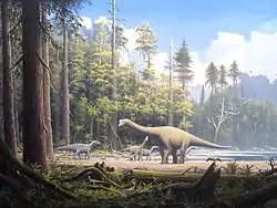 Image 40Dinosaurs were the dominant terrestrial vertebrates throughout most of the Mesozoic (from History of Earth)