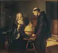 Galileo en la Universidad de Padua Demostrando las Nuevas Teorías Astronómicas ("Galileo at the University of Padua Demonstrating the New Astronomical Theories", Oil on Canvas, 1873). Held at the Museo Nacional de Arte.
