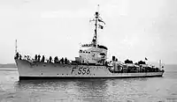 Aretusa (F&nbsp;556) in service with the Marina Militare in the 1950s