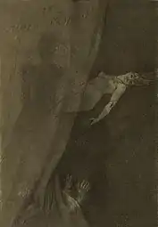 The Crimson Curtain (ca. 1887–93) heliogravure, aquatint and soft varnish (23.7 × 16.5&nbsp;cm) Art Institute of Chicago