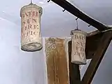 Canvas fire buckets, in Puddletown, Dorset, provided by the insurers, Sun Insurance, in 1805