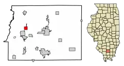 Location of Valier in Franklin County, Illinois.