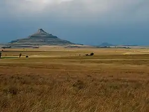 A conical sandstone koppie in the Free State, South Africa.