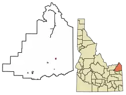 Location of Warm River in Fremont County, Idaho.