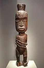 Image 39Tekoteko from the gable of a wharenui, Te Arawa (20th century) (from Culture of New Zealand)