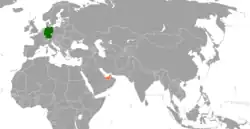 Map indicating locations of Germany and United Arab Emirates
