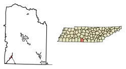 Location of Minor Hill in Giles County, Tennessee.