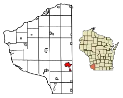 Location of Platteville in Grant County, Wisconsin.