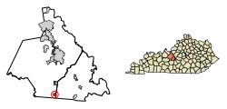 Location of Upton in Hardin County, Kentucky.