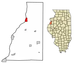 Location of Oquawka in Henderson County, Illinois.
