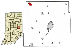 Location of Middletown in Henry County, Indiana.