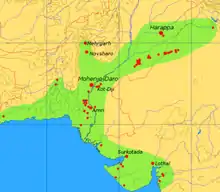 Image 15Extent and major sites of the Indus Valley civilization of ancient India (from History of cities)