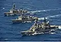 12th Escort Corps, JS Umigiri, JS&nbsp;Abukuma and JS&nbsp;Tone on 29 March 2018.