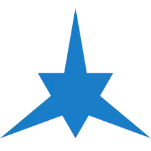 A blue Ido star - an equilateral triangle overlaid on a blue concave isotoxal hexagon.