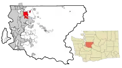 Location of Redmond within King County,  Washington.