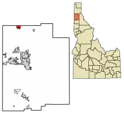 Location of Spirit Lake in Kootenai County, Idaho.