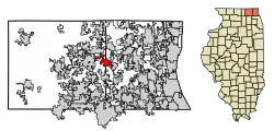 Location of Lakemoor in Lake County, Illinois.