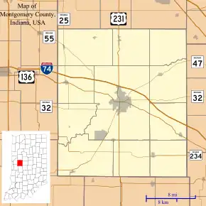 Mace is located in Montgomery County, Indiana