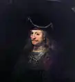 Ferdinand Bol, A Man in a Fancy Robe and a Tall Cap Strung with Pearls, c. 1643