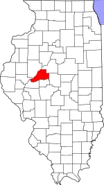 Map of Illinois highlighting Mason County