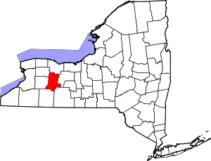 Map of New York highlighting Livingston County