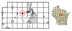 Location of Marathon City in Marathon County, Wisconsin.