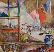 Marc Chagall, 1913, Paris par la fenêtre (Paris Through the Window), oil on canvas, 136 x 141.9&nbsp;cm