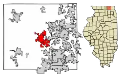 Location of Woodstock in McHenry County, Illinois.
